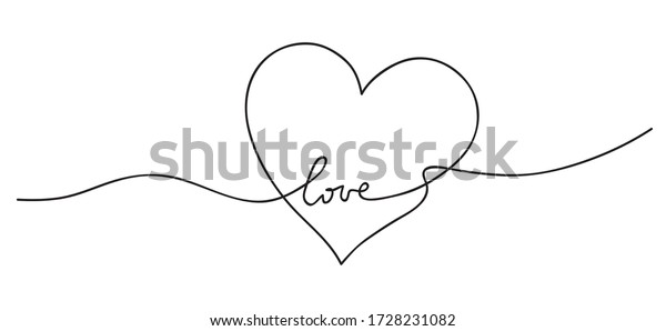 Heart. Abstract love symbol. Continuous\
line art drawing vector\
illustration.