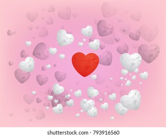 heart abstract on pink background