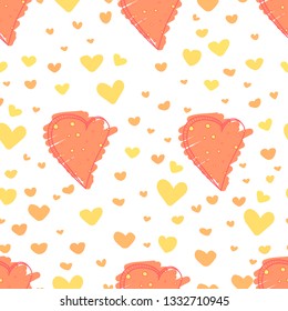 Heart abstract pattern background, Love doodle style pattern, Vector illustration.
