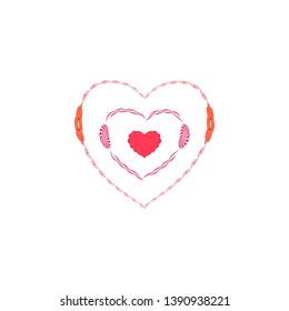 Heart abstract with polka. Red sign on white background. Romantic silhouette symbol linked, join, love, passion, wedding. Colorful mark of valentine day. Design modern element. Vector illustration