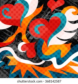 Heart abstract psychedelic background graffiti grunge texture