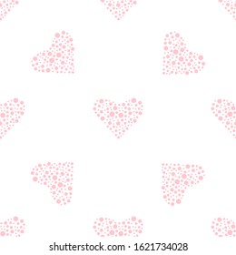Heart abstract seamless background with pink hearts for cards, banner, posters, wallpapers, textile, surface design, wrapping papers, packaging. Vector illustration