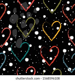 Heart Abstract Seamless Pattern. Modern Digital Design. Modern Fashion Scandinavian Style. Contemporary Colors and Design. 