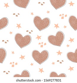 Heart Abstract Seamless Pattern. Modern Digital Design. Modern Fashion Scandinavian Style. Contemporary Colors and Design. Vector Illustration