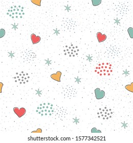 Heart Abstract Seamless Pattern. Modern Digital Design. Modern Fashion Scandinavian Style. Contemporary Colors and Design. 
