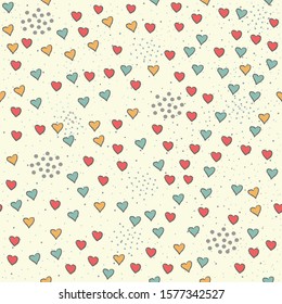 Heart Abstract Seamless Pattern. Modern Digital Design. Modern Fashion Scandinavian Style. Contemporary Colors and Design.
