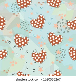 Heart Abstract Seamless Pattern. Modern Digital Design. Modern Fashion Scandinavian Style. Contemporary Colors and Design. 