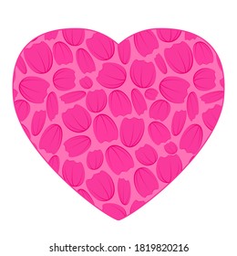 Heart. Abstract vector background of a heart made of petals. Heart-shaped background for invitation, banner, design