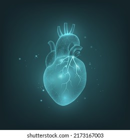 Vector de abstracto cardíaco, anatomía cardíaca humana, ciencia médica, atención de la vida y concepto de enfermedad.