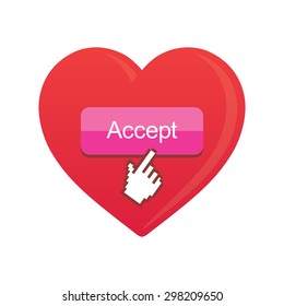 Heart with accept button.