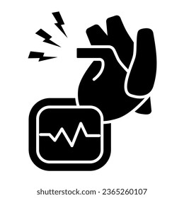 Heart ache solid icon, Body pain concept, heart attack sign on white background, heart organ and cardiogram icon in glyph style for mobile concept and web design. Vector graphics