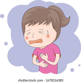 heart aches Afflicted Female upper body illustration.