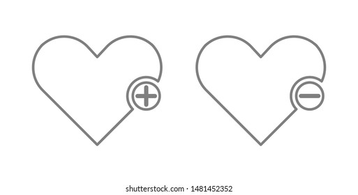 heart add and delete symbol icon