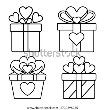 Heart adorned gift boxes ribbon present