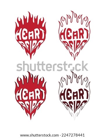 Heart Afire Typography With Flaming Heart Vector Design for Sticker, Tattoo and Merchandise Needs