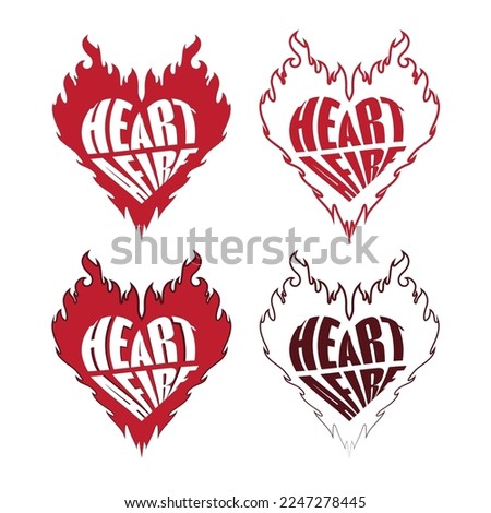 Heart Afire Typography With Flaming Heart Vector Design for Sticker, Tattoo and Merchandise Needs