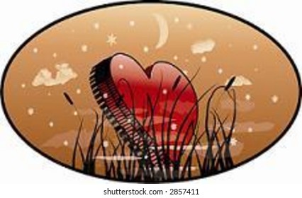 Heart against evening sky