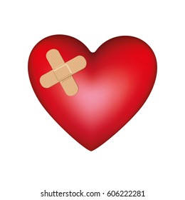 heart with aid band icon, vector illustration design
