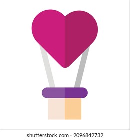 Heart air balloon Icon. Happy Valentine's day signs and symbols. Love, couple, relationship, dating, wedding, holiday, romantic amour theme. 