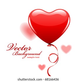 Heart as air balloon with ribbon vector background