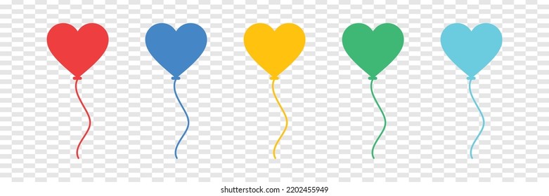 Herzluftballons, Vektorset. Verschiedene farbige Herzballons, Vektordesign