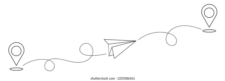 Heart airplane route. Plane and track icon on a white background. Vector illustration