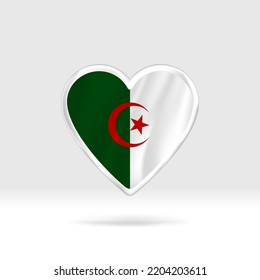 Heart from Algeria flag. Silver button star and flag template. Easy editing and vector in groups. National flag vector illustration on white background.