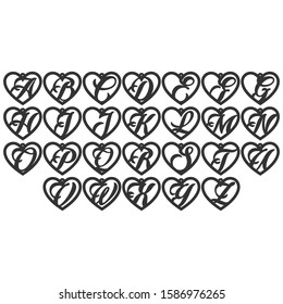 Heart Alphabet Earrings - Earring templates