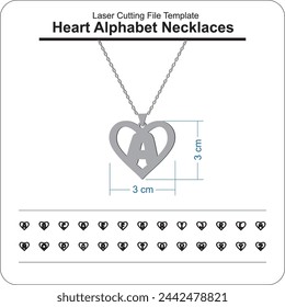 Heart Alphabet necklaces - Laser cutting file template