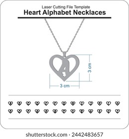 Heart Alphabet necklaces - Laser cutting file template