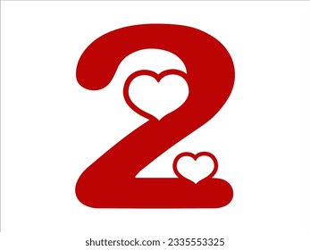 Heart Alphabet Number 2 Illustration