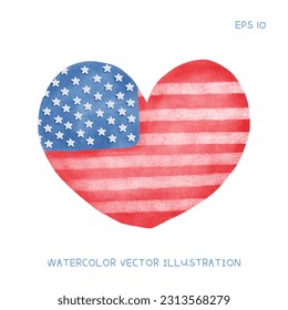 Heart Of America Watercolor Illustration