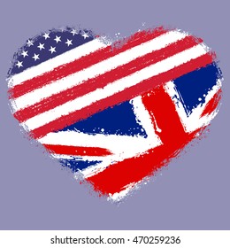 the heart of the American and British symbol. grunge vector