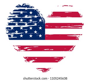 Heart with American flag.United States flag icon.