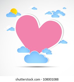 Heart among clouds. Vector