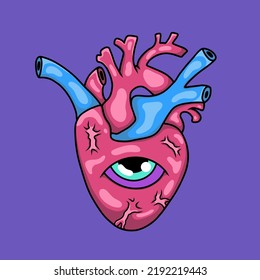 Heart Anatomy Eyes Cute Colorful Style Stock Vector (Royalty Free ...