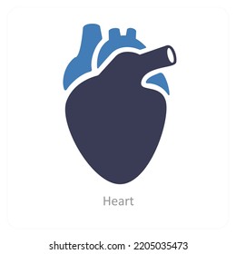 Concepto de icono de corazón y anatomía