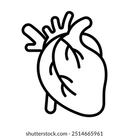 Ilustración vectorial de línea de icono de anatomía del corazón