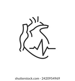 Herzanatomie-Symbol. Heart rythm einfache Linie Symbol einzeln auf weißem Hintergrund. Vektorgrafik