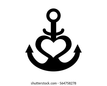 heart, anchor, icon, vector illustration eps10