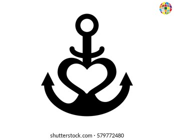 heart, anchor, icon, vector illustration eps10