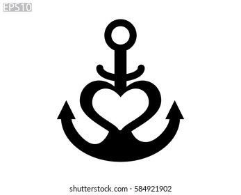 heart, anchor, icon, vector illustration eps10