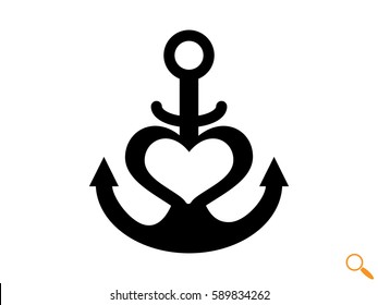 heart, anchor, icon, vector illustration eps10