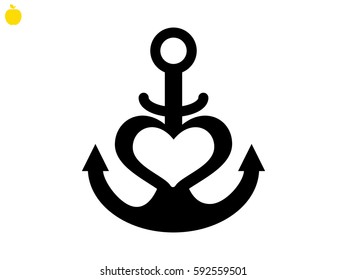 heart, anchor, icon, vector illustration eps10