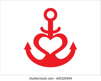 heart, anchor, icon, vector illustration eps10