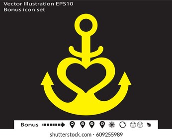 heart, anchor, icon, vector illustration eps10