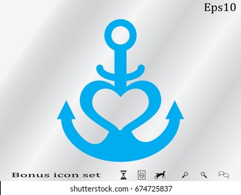 heart, anchor, icon, vector illustration eps10