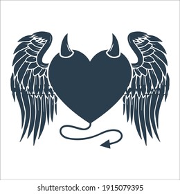 Heart Angel Devil Wings Halo Love Hate Symbol And Tattoo