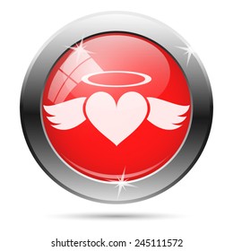 Heart angel icon. Internet button on white background. 