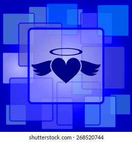 Heart angel icon. Internet button on abstract background. 